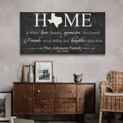 Home Is Where Love Resides Sign - Custom Home Sign With Map - Big Wall Art For Living Room