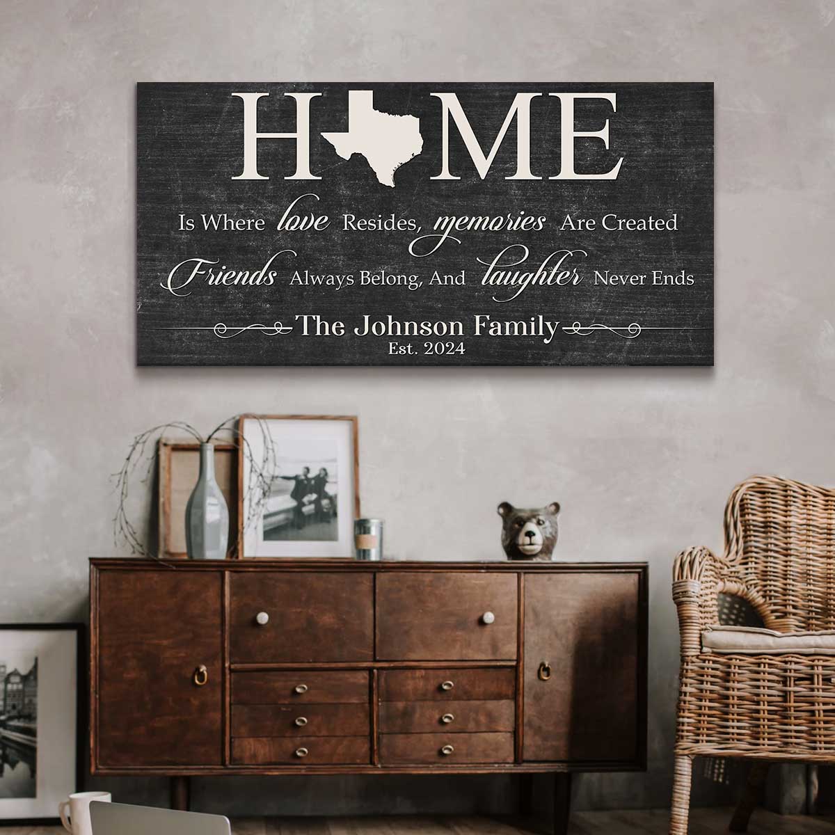Home Is Where Love Resides Sign - Custom Home Sign With Map - Big Wall Art For Living Room