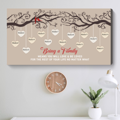 Personalized Family Tree Multi Names Canvas - Large Living Room Wall Decor - Mothers Day Gifts for Her