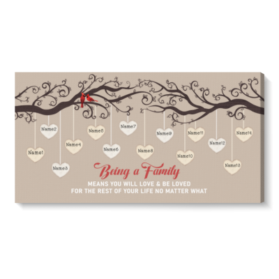 Personalized Family Tree Multi Names Canvas - Large Living Room Wall Decor - Mothers Day Gifts for Her