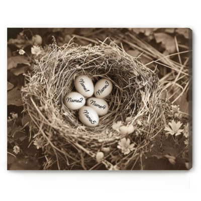 Personalized Eggs In Nest Canvas Art - Custom Mom Gift from Kids - Mothers Day Gift For Mom - Birthday Gifts For Mom From Daughter