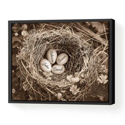 Personalized Eggs In Nest Canvas Art - Custom Mom Gift from Kids - Mothers Day Gift For Mom - Birthday Gifts For Mom From Daughter