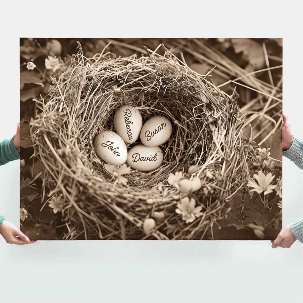 Personalized Eggs In Nest Canvas Art - Custom Mom Gift from Kids - Mothers Day Gift For Mom - Birthday Gifts For Mom From Daughter