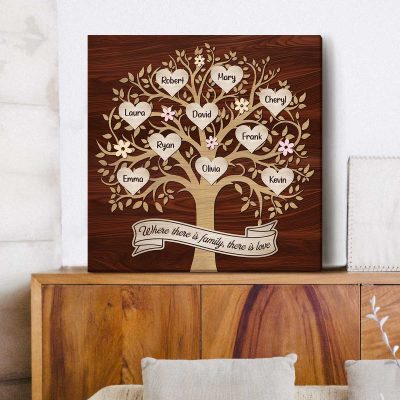 Personalized Family Tree Wall Art - Custom Family Tree Sign with Names - Mother's Day Gift for Mom - Unique Gift For Mom