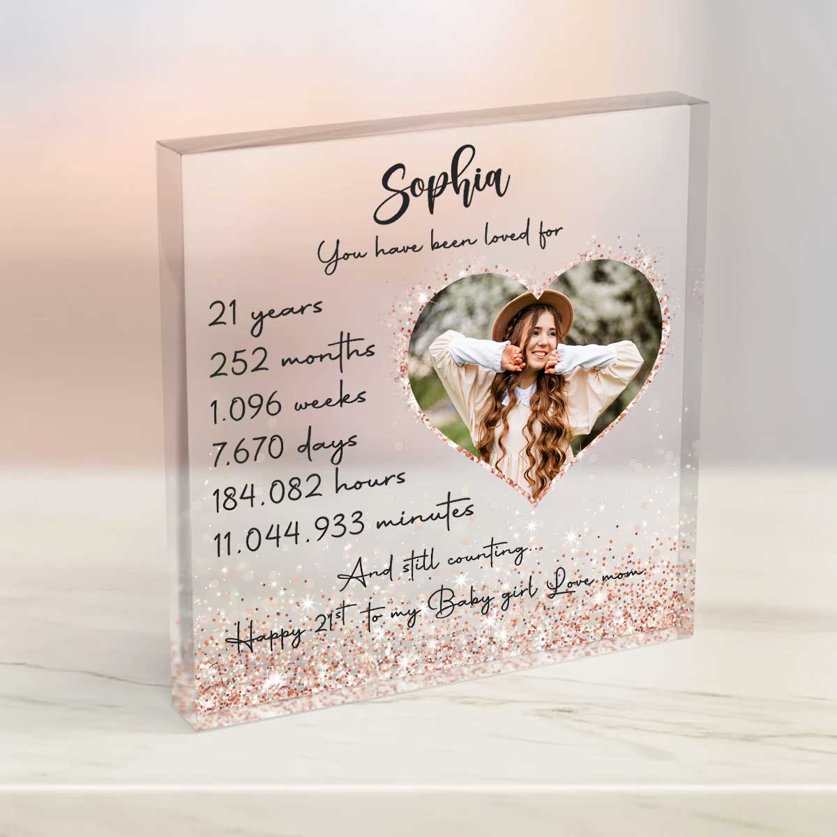 21st Milestone Birthday Acrylic Plaque - Personalized 21st Birthday Gifts For Daughter - 21st Birthday Gift For Her