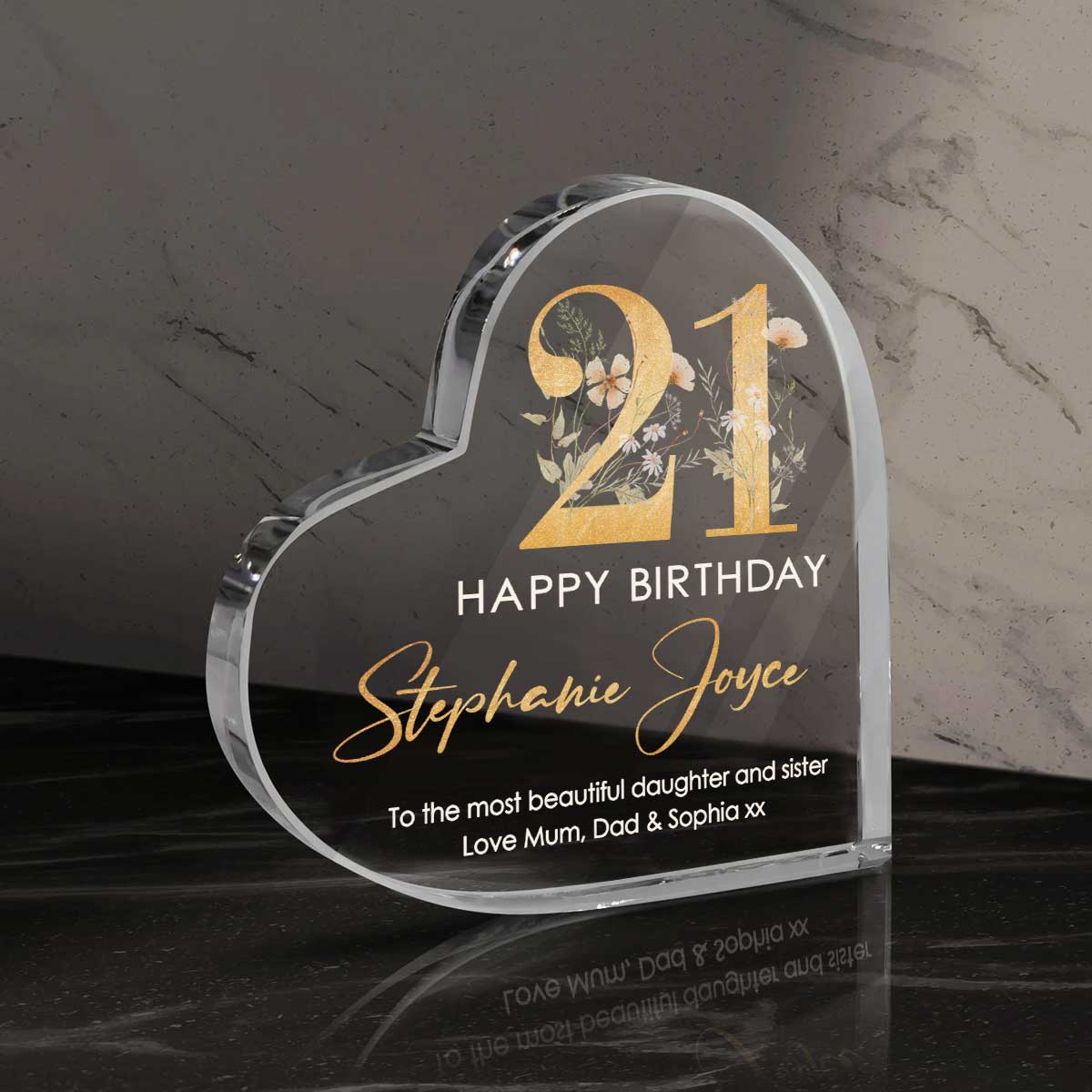 Personalized 21st Birthday Gift Heart Plaque - Custom 21 Birthday Keepsake Gift - 21st Birthday Gift For Her