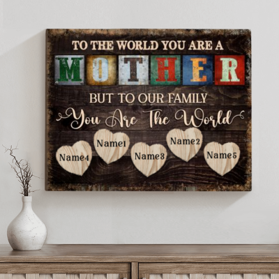 to the world you are a mother sign - custom mom name sign with kids’ names - mother's day gift from kids - mother birthday gifts