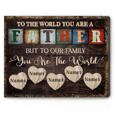 to the world you are a father sign - custom dad’s name sign with kids’ names - fathers day gift from kids - dad birthday gifts
