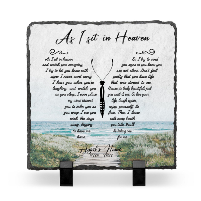 As I Sit In Heaven Butterfly Personalized Headstones - Custom Memorial Garden Stones - Gifts To Remember A Loved One - In Sympathy Gifts