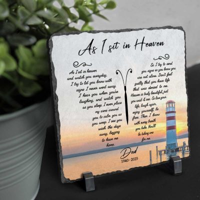 As I Sit In Heaven Butterfly Personalized Headstones - Custom Memorial Garden Stones - Gifts To Remember A Loved One - In Sympathy Gifts