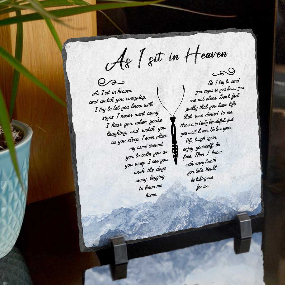 As I Sit In Heaven Butterfly Personalized Headstones - Custom Memorial Garden Stones - Gifts To Remember A Loved One - In Sympathy Gifts