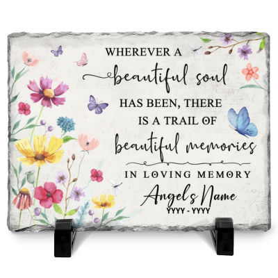 BEST SELLERS 67 Wherever A Beautiful Soul Has Been - Personalized Memorial Stones - Custom Memorial Garden Stones - Memorial Gifts For Bereavement