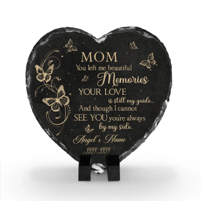 Mom You Left Me Beautiful Memories Memorial Stone - Custom Mom Remembrance Garden Stone - Personalized Memorial Gifts For Loss Of Mother