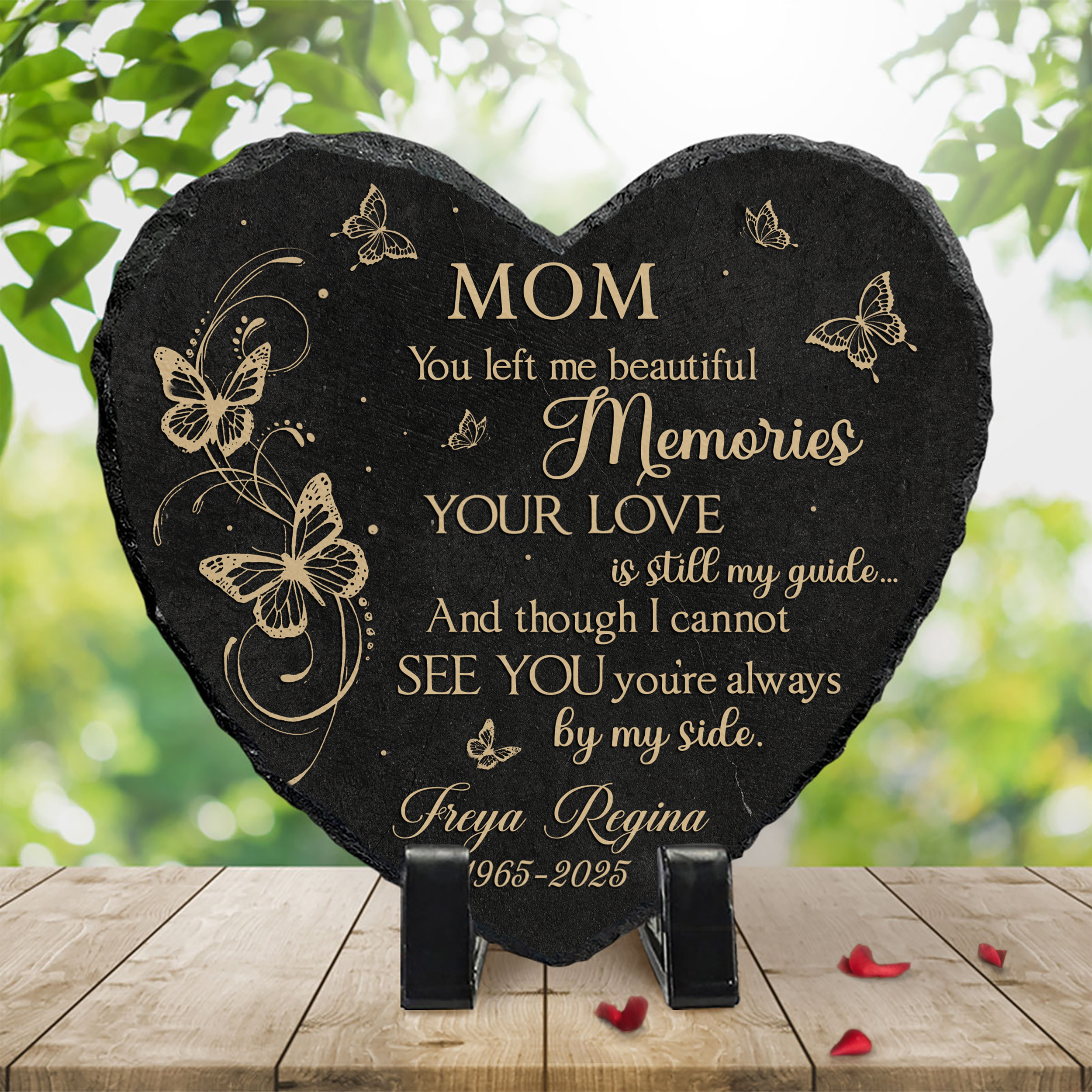 Mom You Left Me Beautiful Memories Memorial Stone - Custom Mom Remembrance Garden Stone - Personalized Memorial Gifts For Loss Of Mother