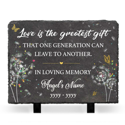 Love Is The Greatest Gift Dandelion Memorial Stone - Personalized Remembrance Stone for Home - Unique Bereavement Gifts - Memorial Keepsakes