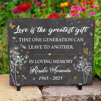 Love Is The Greatest Gift Dandelion Memorial Stone - Personalized Remembrance Stone for Home - Unique Bereavement Gifts - Memorial Keepsakes