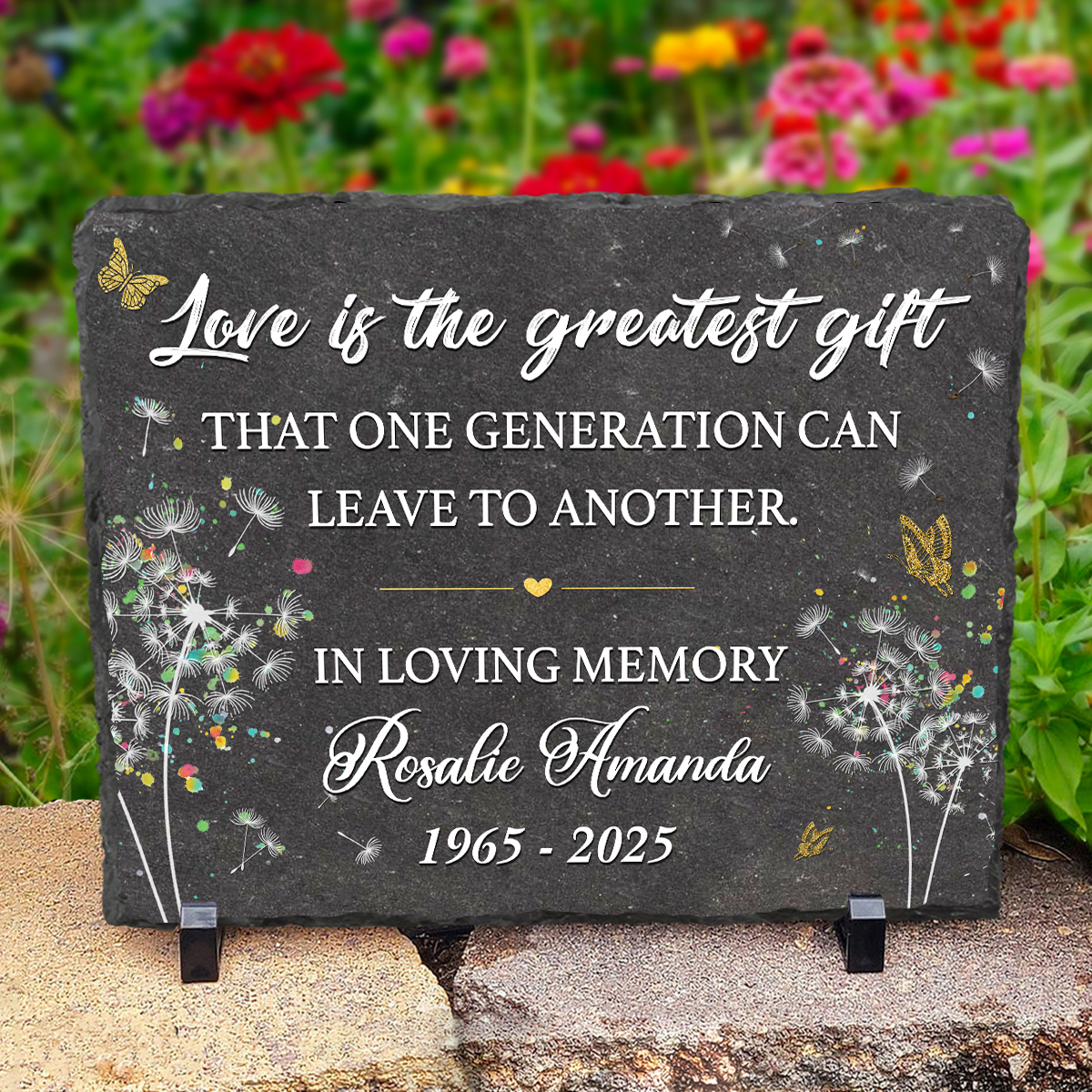 Love Is The Greatest Gift Dandelion Memorial Stone - Personalized Remembrance Stone for Home - Unique Bereavement Gifts - Memorial Keepsakes