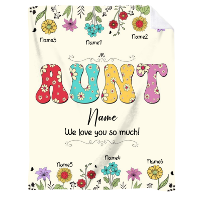 Personalized Aunt Blanket With Kids Names - Custom Blanket Auntie Gift From Nephew, Niece - Aunty Gifts - Mother's Day Gift For Aunt