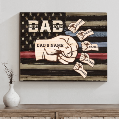 custom fist bump dad and kids sign - fathers day gifts from kids - father day decor 4th of july - dad flag independence day sign - gifts for dad