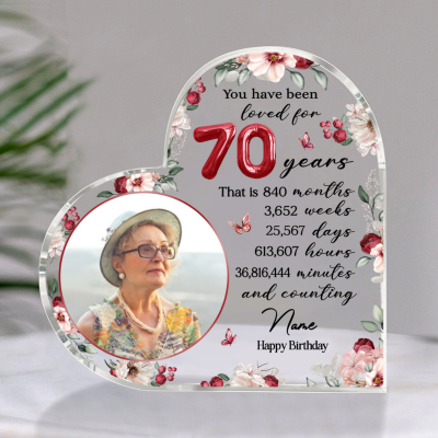 You Have Been Loved for 70 Years Personalized Heart Plaque - Custom 70th Birthday Gift Ideas For Mom - Birthday Presents For Women