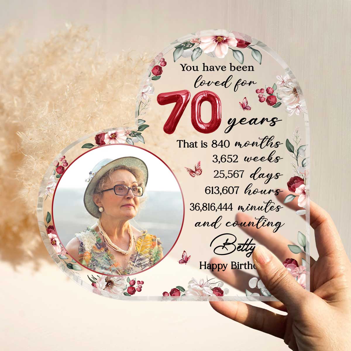 You Have Been Loved for 70 Years Personalized Heart Plaque - Custom 70th Birthday Gift Ideas For Mom - Birthday Presents For Women