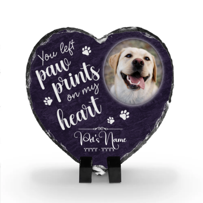 You Left Paw Prints On My Heart - Personalized Memorial Stone - Dog Loss Gifts - Pet Memorial Gifts