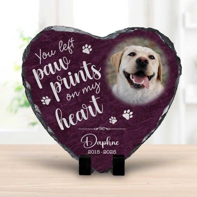 You Left Paw Prints On My Heart - Personalized Memorial Stone - Dog Loss Gifts - Pet Memorial Gifts