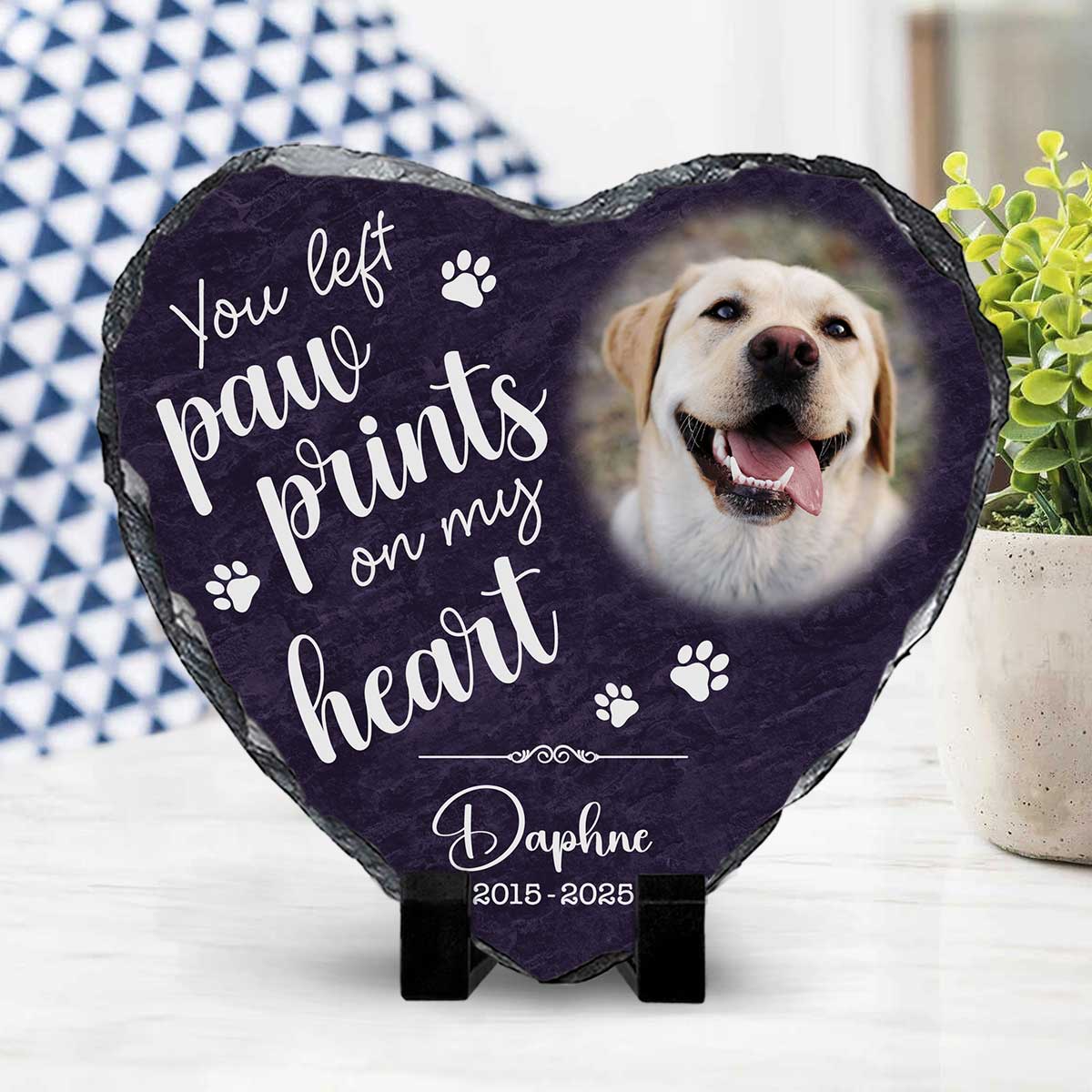 You Left Paw Prints On My Heart - Personalized Memorial Stone - Dog Loss Gifts - Pet Memorial Gifts