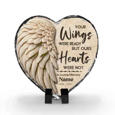 Personalized Angel Wings Memorial Garden Stone - Custom In Memory Of Plaque - In Sympathy Gifts - Memorial Keepsakes Stone