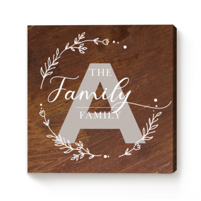 Personalized Family Monogram Square Canvas - Family Initial Farmhouse Sign - Corner Decoration Ideas For Living Foom - Custom Housewarming Gift