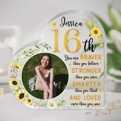 Sweet 16 Gifts - Sweet Sixteen Gift Ideas - Birthday Gifts For Teens - Personalized Heart Acrylic Plaque Happy 16th Birthday