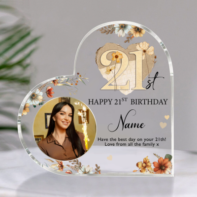 Personalized 21st Birthday Acrylic Plaque - Custom Golden Birthday Gifts - 21st Birthday Gifts For Daughter - Birthday Gift Ideas For Her