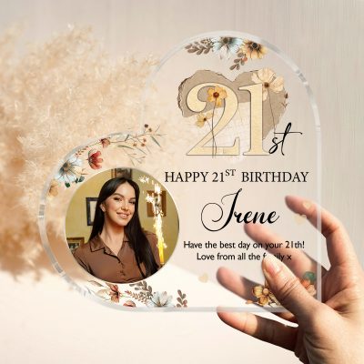 Personalized 21st Birthday Acrylic Plaque - Custom Golden Birthday Gifts - 21st Birthday Gifts For Daughter - Birthday Gift Ideas For Her