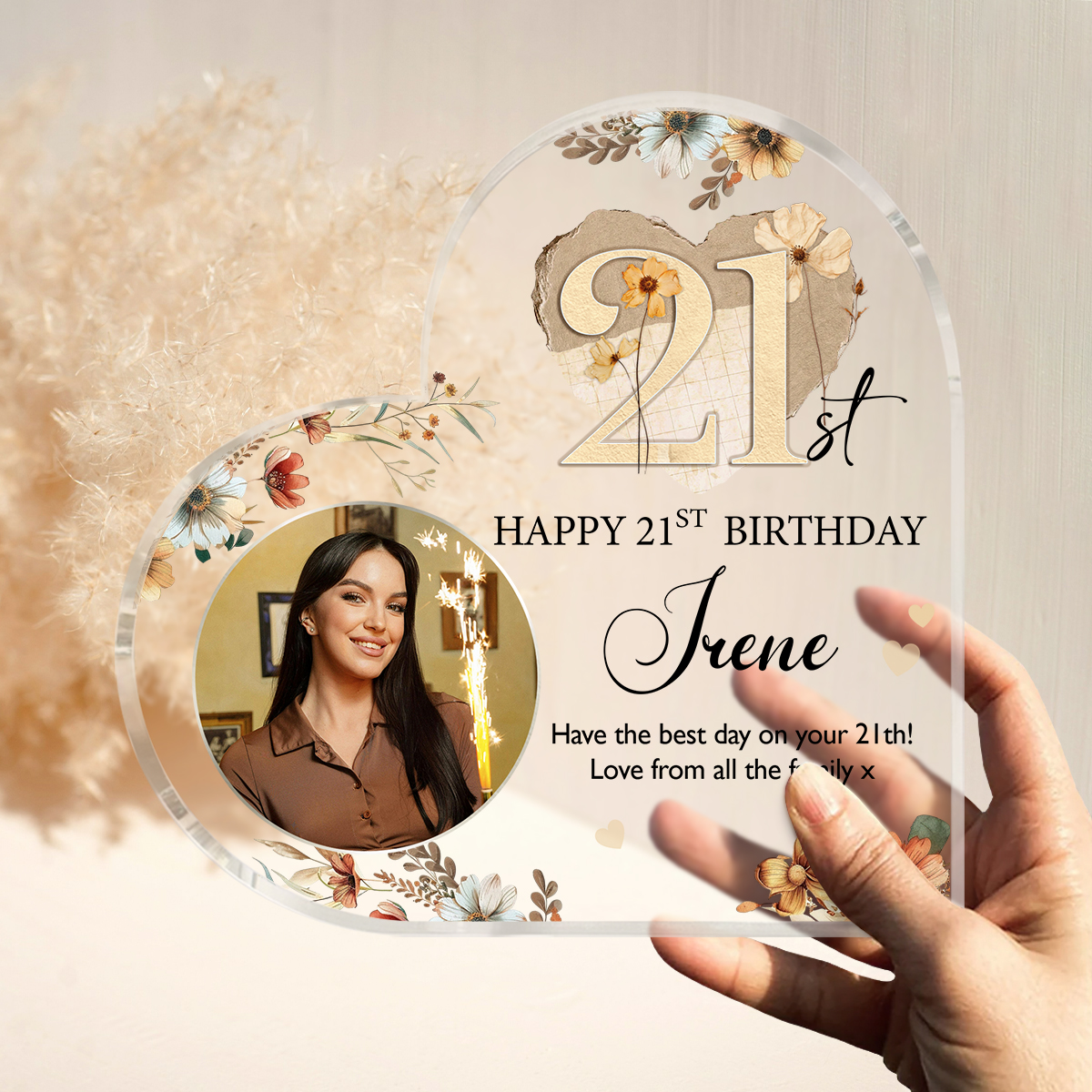 Personalized 21st Birthday Acrylic Plaque - Custom Golden Birthday Gifts - 21st Birthday Gifts For Daughter - Birthday Gift Ideas For Her