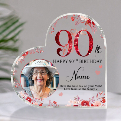 Personalized 90th Birthday Acrylic Plaque - Custom 90th Birthday Gifts - 90th Birthday Gift Ideas - Birthday Gifts For Old Women