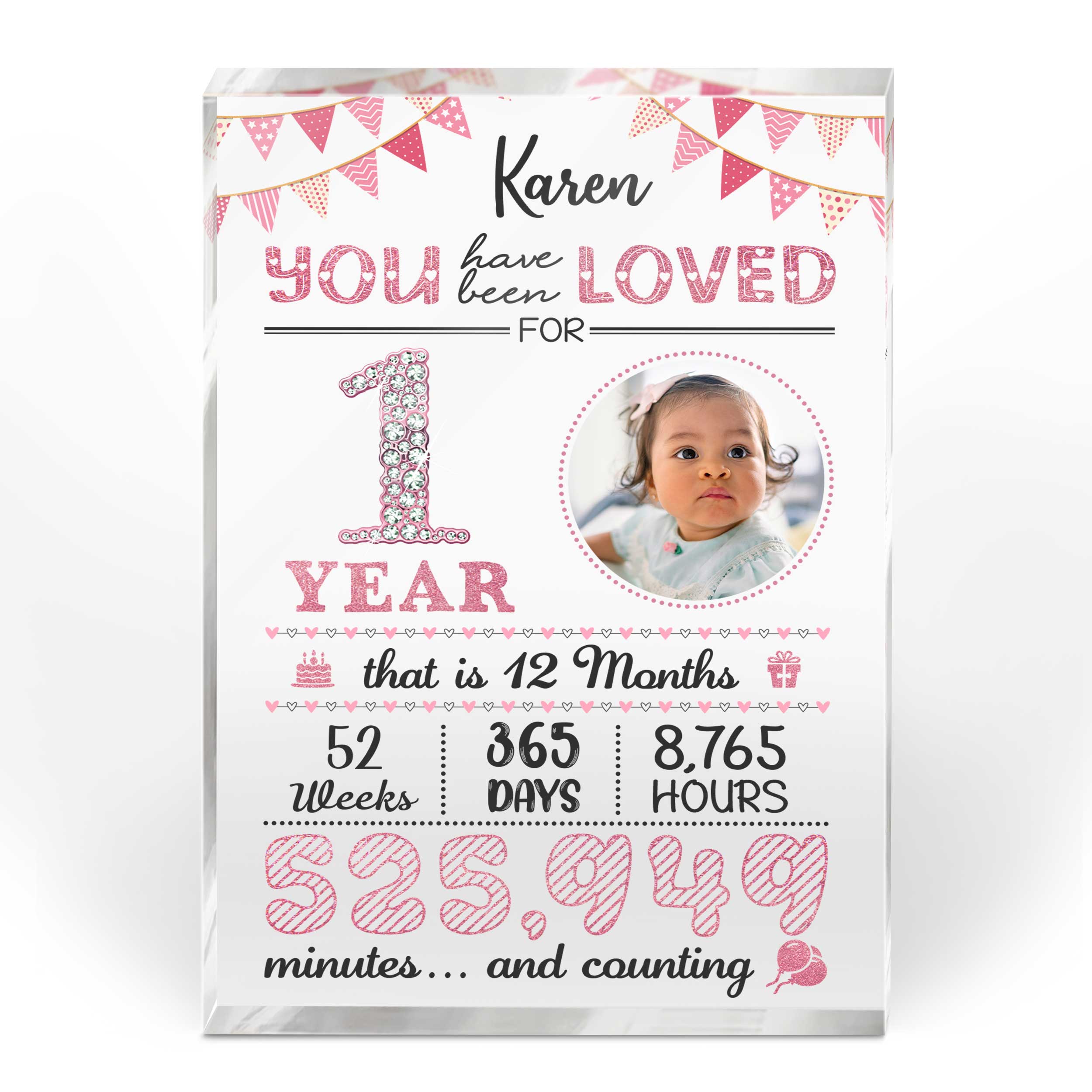 First Birthday Personalized Photo Acrylic Plaque - Memorable 1st Birthday Presents - One Year Old Birthday Gift - 1st Birthday Gifts