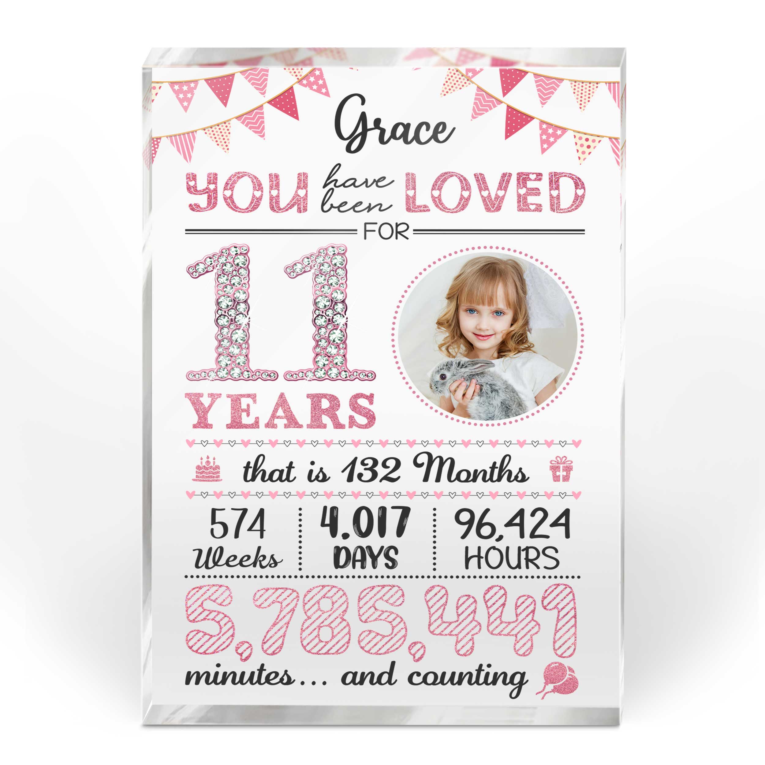 11th Birthday Personalized Photo Acrylic Plaque - 11th Birthday Keepsake - Birthday Presents For 11 Year Olds - Eleventh Year Old Bday Gift