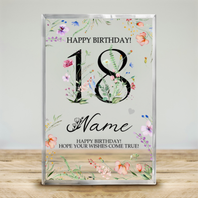 Personalized Floral 18th Birthday Acrylic Plaque - Custom 18th Birthday Keepsake Gift - 18th Birthday Gift Ideas - Best Birthday Gifts For Her