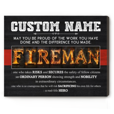 Custom Firefighter Gifts - Firefighter Definition Letter Canvas Art - Fireman Retirement Gift - Firefighter Presents