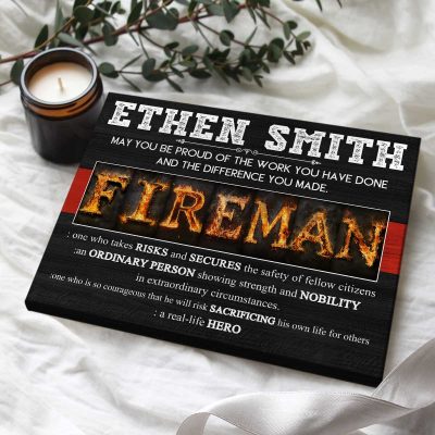 Custom Firefighter Gifts - Firefighter Definition Letter Canvas Art - Fireman Retirement Gift - Firefighter Presents