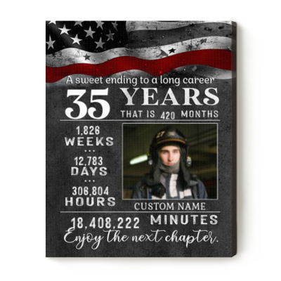Military Retirement Gifts - Any Years Retirement Custom Photo Canvas - Gifts For Retired Military - Anniversary Work Retirement Gift