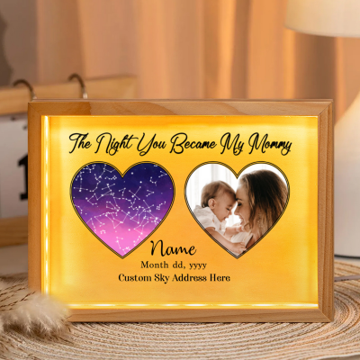 the night you became my mommy - personalized new mom frame light box - custom star map gift for mommy - 1st mother's day gifts