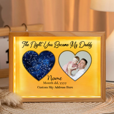 the night you became my daddy - personalized new dad frame light box - custom star map gift for daddy - 1st father's day gifts