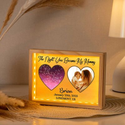 the night you became my mommy - personalized new mom frame light box - custom star map gift for mommy - 1st mother's day gifts