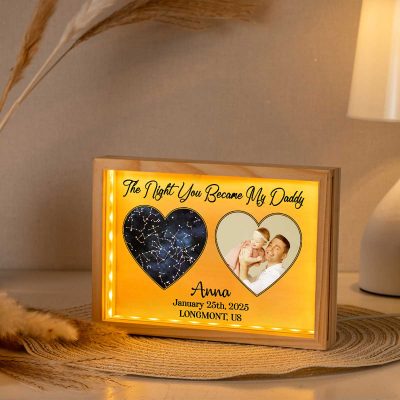 the night you became my daddy - personalized new dad frame light box - custom star map gift for daddy - 1st father's day gifts