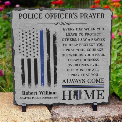 Police Officer Prayer Stone Slate - Personalize Police Gift - Gifts For Law Enforcement Officers - Gifts For Cops