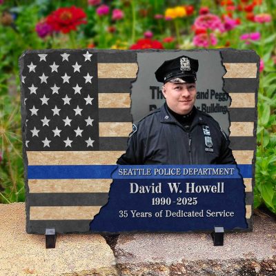 Police Officer Retirement Gifts - Personalized Police Officer Retirement Photo Stone Slate - Cop Retirement Gifts - Gifts For Police Officers