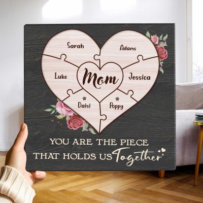 mom you are the piece that holds us together - custom puzzle piece mom sign - personalized mother’s day puzzle gift