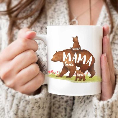 Mama Bear Mug - Mothers Day Mug - Mama Bear with Cubs Coffee Mug - Personalized Bear Family Mug - Custom Mom Mug - Mom Coffee Mug