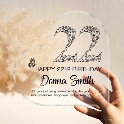 Happy 22nd Birthday Custom Heart Plaque For Her - 22nd Birthday Present Ideas - 22 Birthday Gift